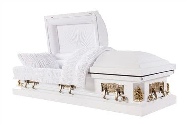 Pieta White Square Corner Steel Casket